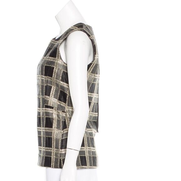 🖤 Marni Black and Gold Metallic Plaid/Gingham Top - perfect for Christmas, NYE! - Picture 3 of 4